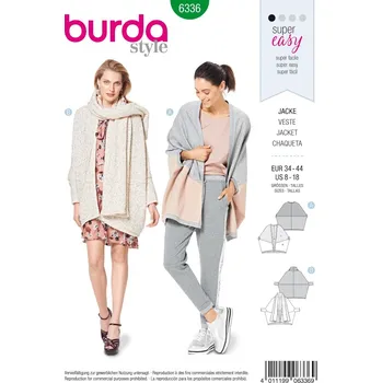 Burda 6336 střih jednoduchý kardigan