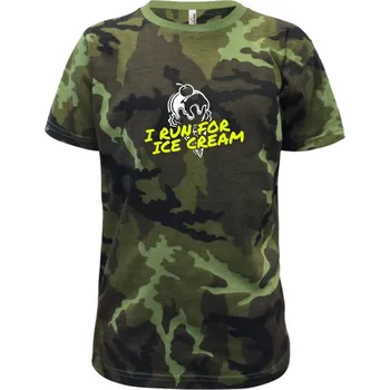Chlapecké tričko I Run for Ice Cream - Dětské maskáčové triko - 122 cm/6 let ( Zelený maskáč )