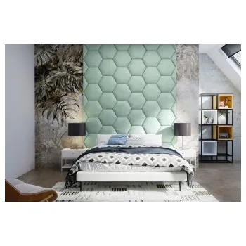 Předsíňová stěna Čalouněný nástěnný panel Hexagon 50 x 43,5 x 5 cm mátová