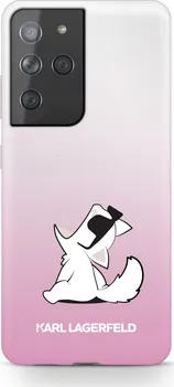 Pouzdro na mobilní telefon Karl Lagerfeld Choupette Eats pro Samsung Galaxy S21 Ultra Gradient růžové