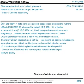 Sada nářadí ČSN EN 62841-1 - Elektromechanické ruční nářadí, přenosné nářadí a žací a zahradní stroje - Bezpečnost - Část 1: Obecné požadavky - Tisk