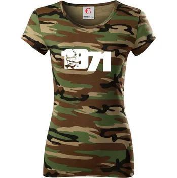 Dámské tričko Husákovo dítě - 1971 - Dámské maskáčové triko - XS ( Hnědý maskáč )