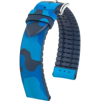 Módní doplněk Kaučukový řemínek Hirsch John L 0928088080-2, maskáčový, přírodní kaučuk, délka L, Quick Release - 22 mm