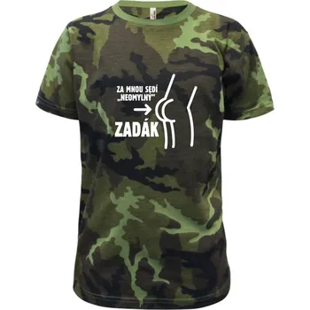 Za mnou sedí zadák - Dětské maskáčové triko - 122 cm/6 let ( Zelený maskáč )