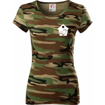 Dámské tričko Ptačí budka - Dámské maskáčové triko - M ( Hnědý maskáč )