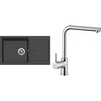 Kuchyňský dřez Set Sinks (dřez Infinity 860 Pureblack 26 + baterie Elka Chrom - lesklý) IN86026ELCL