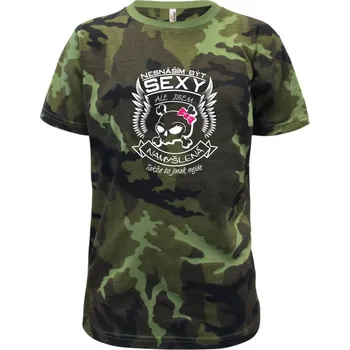 Nesnáším být sexy - namyšlená - Dětské maskáčové triko - 104-110cm / 3-4 roky ( Zelený maskáč )