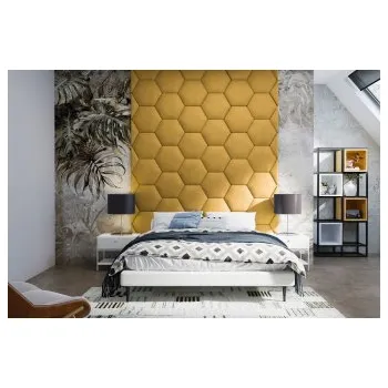 Předsíňová stěna Čalouněný nástěnný panel Hexagon 40 x 34,5 x 5 cm hořčicová