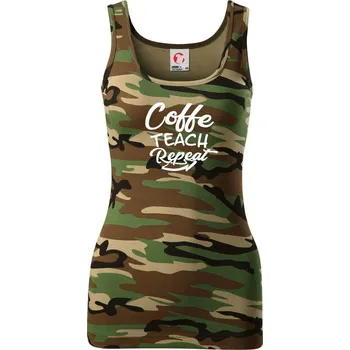 Coffe teach repeat - Dámské Maskáčové tílko - XL ( Hnědý maskáč )