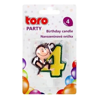 Dortová svíčka TORO SVÍČKA DORTOVÁ, ČÍSLICE se zvířátky číslo: 4 - opička