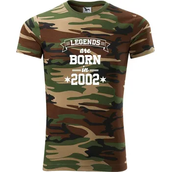 Pánské tričko Legends are born in 2002 - Army CAMOUFLAGE - 3XL ( Hnědý maskáč )