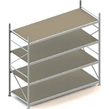 Dílenský regál Regál zásuvný MINI-RACK, V: 2500 mm, 4 police 2600 x 1050 mm z dřevotřísky, nosnost 490 kg, základní
