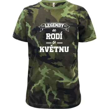 Legendy se rodí v květnu - Dětské maskáčové triko - 146 cm/10 let ( Zelený maskáč )