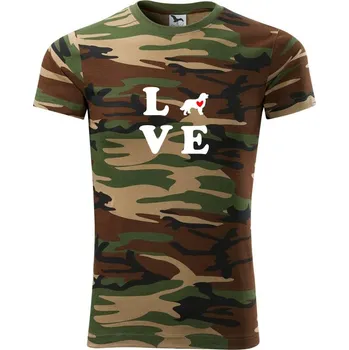 Pánské tričko Bernský salašnický pes love - Army CAMOUFLAGE - M ( Hnědý maskáč )