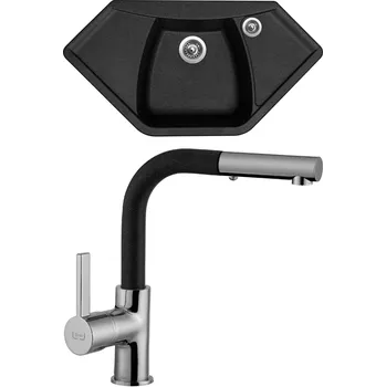 Kuchyňský dřez Set Sinks (dřez Naiky 980 Granblack 30 + baterie Enigma S Granblack 30) NA98030ENSGR30