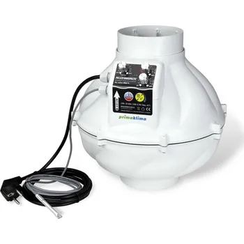 Domácí ventilátor Ventilátor Prima Klima Whisperblower EC-TC 125mm, 800m3/h, odhlučněný ventilátor s EC motorem a regulací (Výkonný ventilátor Prima Klima s německým EC motorem, průměrem 125mm a kontrolou otáček a teploty. Maximální výkon 800m3/h.)