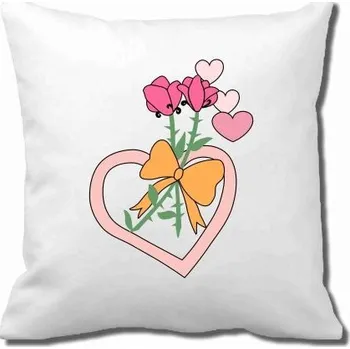 Povlak na dekorativní polštářek Pelisport Povlak srdce a květiny povlak včetně potisku