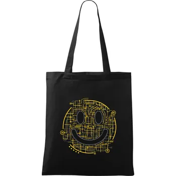 Nákupní taška Electric Smiley - Taška bavlněná - 42 x 38 cm ( Černá )