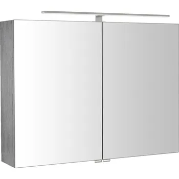 Zrcadlo SAPHO RIWA galerka s LED osvětlením, 81x70x17cm, dub stříbrný