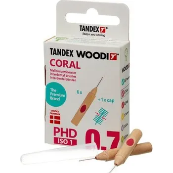 Zubní kartáček Tandex Woodi 0,7 Coral mezizubní kartáček 6 ks