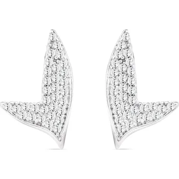 Náušnice biju Rhódiované náušnice lístek, osázený zirkony 1002197