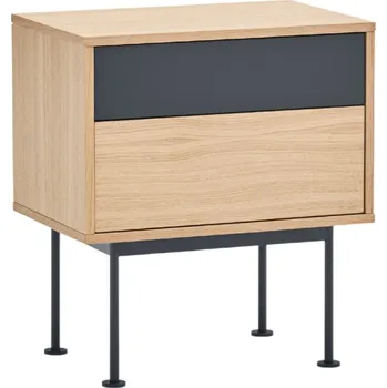 Noční stolek Antracitově šedý dubový noční stolek Teulat Yoko 52 x 35 cm
