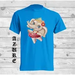 detske-levne-bavlnene-tricko-potisk-slon-tanecnice Barva: Azure - azurově modrá, velikost: 116