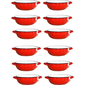 Souprava smaltovaných selských misek, průměr 14 cm 12 ks