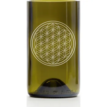 Sklenice 2x Sklenice z recyklovaného skla – antik velká (400 ml) motiv Květ života + dárková krabice