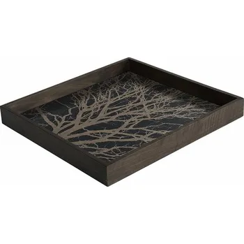 Dřevěný čtvercový podnos Ethnicraft Tree Wooden Tray Black Tree S