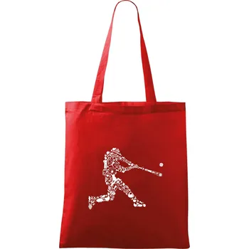 Nákupní taška Hráč basebalu ikony - Taška bavlněná - 42 x 38 cm ( Červená )