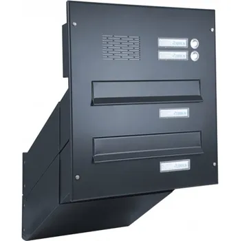 Poštovní schránka 2x poštovní schránka D-042 k zazdění do sloupku + čelní deska s 2x zvonkem a HM ABB - lakovaná - RAL 9005 MAT. - ČERNÁ
