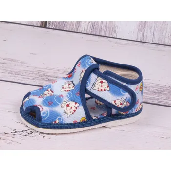Chlapecké bačkory Bačkůrky papučky HP Čechtín 805 modré s kočičkami suchý zip velikost: 20,5