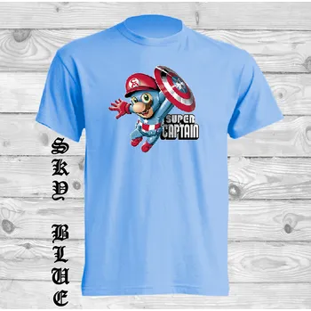 Chlapecké tričko detske-levne-bavlnene-tricko-potisk-kapitan-Mario Barva: Sky blue - nebesky modrá, velikost: 92