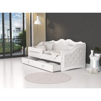 Dětská postel Svět pokojů Dětská postel LUX s polstrováním a kamínky - bílá Rozměr: 180x80 cm, Matrace: Ano