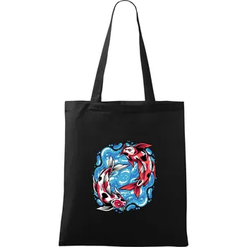 Nákupní taška Yin & Yang Koi kapr - červený - Taška bavlněná - 42 x 38 cm ( Černá )