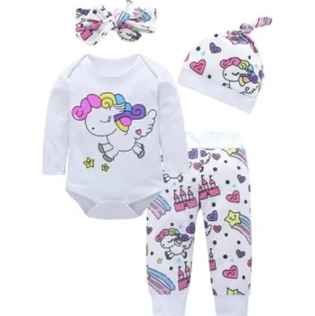 Unicorn (Jednorožci) 4 dílný kojenecký set - body / tričko, tepláky, čepička a čelenka - jednorožec Věk: 24M, Set: set 2 body - dlouhý rukáv