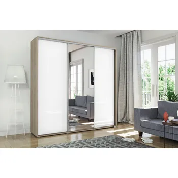 Šatní skříň Šatní skříň Ska A30 XL Barva korpusu: Dub - sonoma, Rozměry: 250 cm, Dveře: Bílý lesk