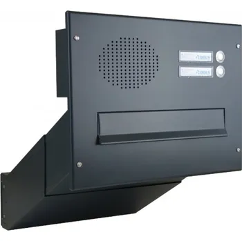 Poštovní schránka 1x poštovní schránka D-041 k zazdění do sloupku + čelní deska s 2x zvonkem a přípravou pro HM - lakovaná - RAL 9005 MAT. - ČERNÁ