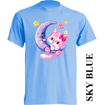 detske-levne-bavlnene-tricko-potisk-mesic-kocicka Barva: Sky blue - nebesky modrá, velikost: 98