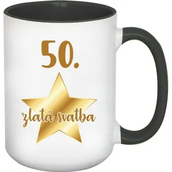 Hrnek velký barevný s potiskem Zlatá svatba