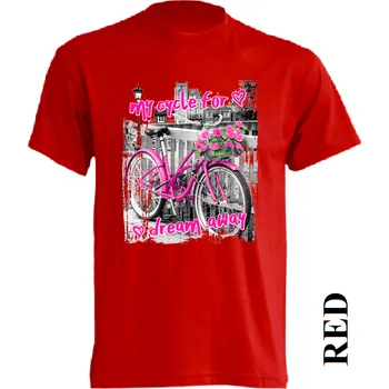 Dívčí tričko detske-levne-bavlnene-tricko-potisk-kolo Barva: Red - červená, velikost: 164