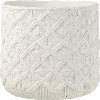 Květináč Bílý cementový květináč s drhaným vzorem Scrubb - Ø33*30 cm