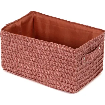 Sada koupelnových doplňků Úložný košík Compactor LILOU, tkaný polypropylen, 23 x 15 x 12 cm, Terakota