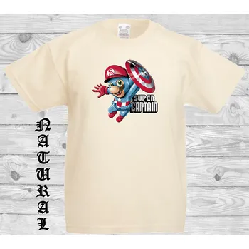 Chlapecké tričko detske-levne-bavlnene-tricko-potisk-kapitan-Mario Barva: Natural - přírodní, velikost: 104