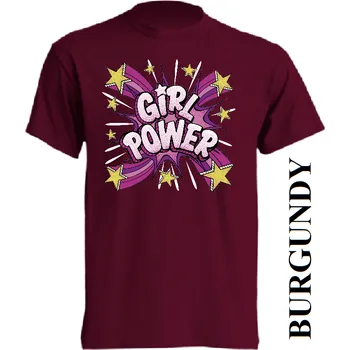 Dívčí tričko detske-levne-bavlnene-tricko-potisk-Divci sila Barva: Burgundy - bordó, velikost: 128