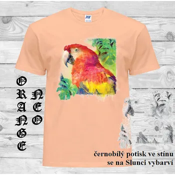 panske-bavlnene_tricko_uv_potisk_hlava_papouska Barva: Orange neo - matně oranžová, velikost: XS