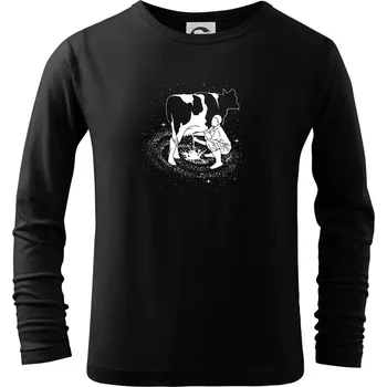 Chlapecké tričko Milky Way Kráva - Triko dětské Long Sleeve - 122 cm/6 let ( Černá )