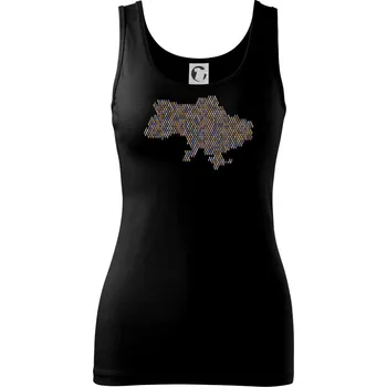 Dámské oblečení Mapa Ukrajiny panáčci - Dámské tílko - S ( Černá )