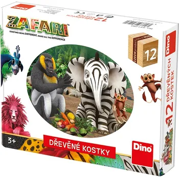 Dino Kubus dřevěné kostky 12 ks, Zafari